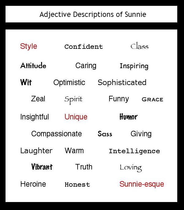Adjective Descriptions of Sunnie